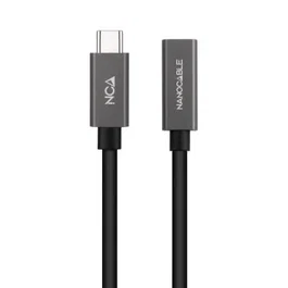 Nano Cable 10.01.4400 Cable Alargador USB 3.2 Tipo-C Macho a Hembra 50cm Negro - 20Gbps, 60W, Compatible Thunderbolt 3 y 4K